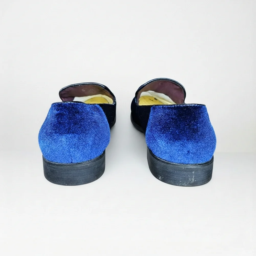CMM Men's 10.5/275 Shoes Vibrant Blue Velvet Formal Slipper Smoking Loafers